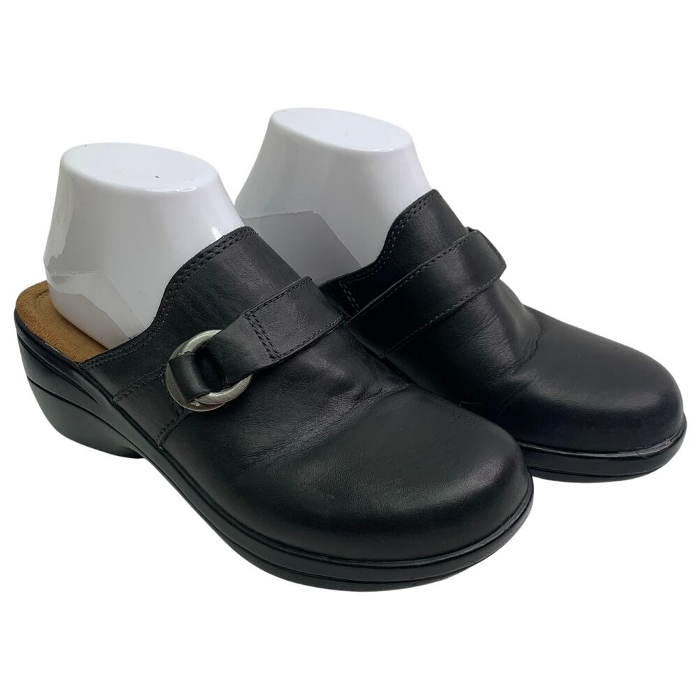 Naturalizer Lial 2 Black Leather Mule Slip On Clogs Womens Sz 8 Comfort Sandal